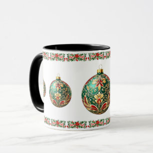 Eleganter klassischer botanischer Weihnachtsball Tasse