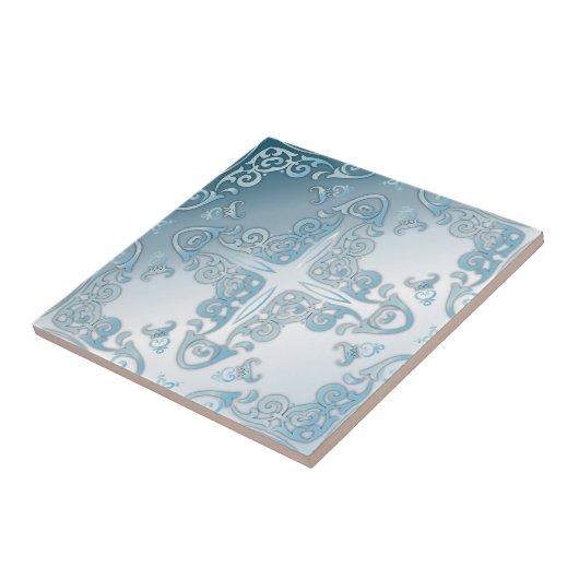 Eleganter klassischer Chic Blaue Metallische Baroc Fliese (Seite)