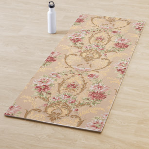 Eleganter klassischer Floral- und Gold-Rokoko Fili Yogamatte