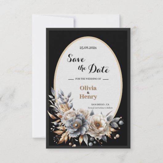 Eleganter klassischer floraler rustikaler Hochzeit Save The Date (Vorderseite)