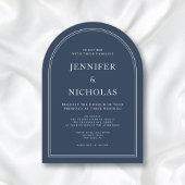 Eleganter klassischer Formal Navy Blue Wedding Arc Einladung