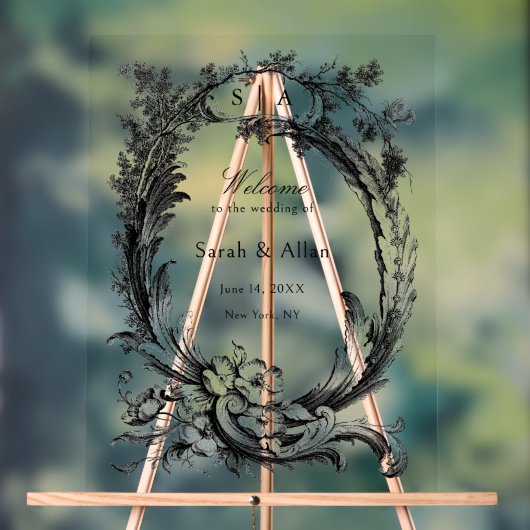 Eleganter klassischer französischer Rokoko Begrüßu Acrylschild (Neutral)