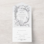 Eleganter klassischer französischer Rokoko Floral All In One Einladung (Innen Boden)