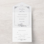 Eleganter klassischer französischer Rokoko Floral All In One Einladung (Innen Boden)