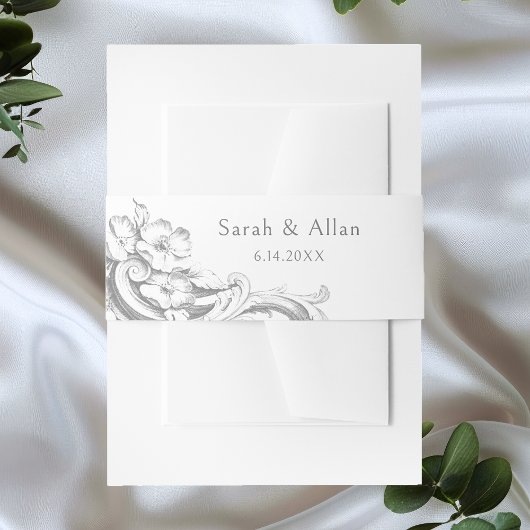 Eleganter klassischer französischer Rokoko Floral Einladungsbanderole