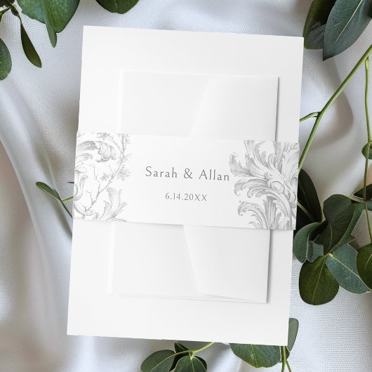 Eleganter klassischer französischer Rokoko Floral Einladungsbanderole