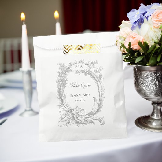 Eleganter klassischer französischer Rokoko Floral Geschenktütchen