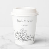 Eleganter klassischer französischer Rokoko Floral Pappbecher (Rückseite)