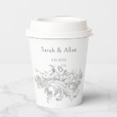 Eleganter klassischer französischer Rokoko Floral Pappbecher (Rückseite)
