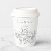 Eleganter klassischer französischer Rokoko Floral Pappbecher (Vorderseite)