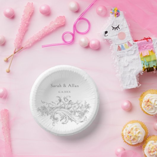 Eleganter klassischer französischer Rokoko Floral Pappteller (Party)