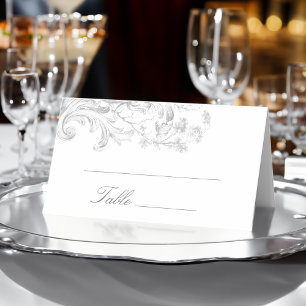 Eleganter klassischer französischer Rokoko Floral Platzkarte