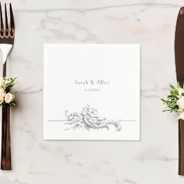 Eleganter klassischer französischer Rokoko Floral Serviette