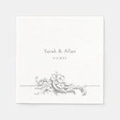 Eleganter klassischer französischer Rokoko Floral Serviette (Vorderseite)