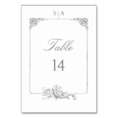 Eleganter klassischer französischer Rokoko Floral Tischnummer (Vorderseite)