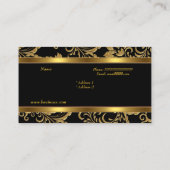 Eleganter, klassischer Gold Black Damask Embossed Visitenkarte (Rückseite)