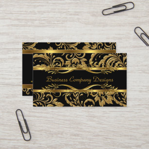 Eleganter, klassischer Gold Black Damask Embossed  Visitenkarte