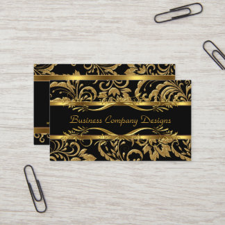 Eleganter, klassischer Gold Black Damask Embossed Visitenkarte