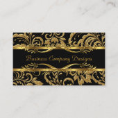 Eleganter, klassischer Gold Black Damask Embossed Visitenkarte (Vorderseite)