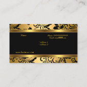 Eleganter, klassischer Gold Black Damask Embossed  Visitenkarte (Rückseite)