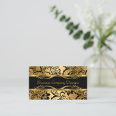 Eleganter, klassischer Gold Black Damask Embossed  Visitenkarte (Stehend Vorderseite)