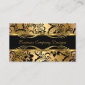 Eleganter, klassischer Gold Black Damask Embossed  Visitenkarte (Vorderseite)