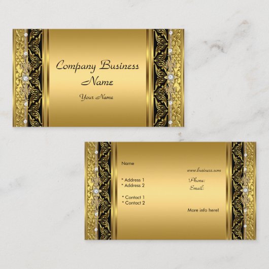 Eleganter klassischer Gold Black Diamond Visitenkarte (Vorne/Hinten)