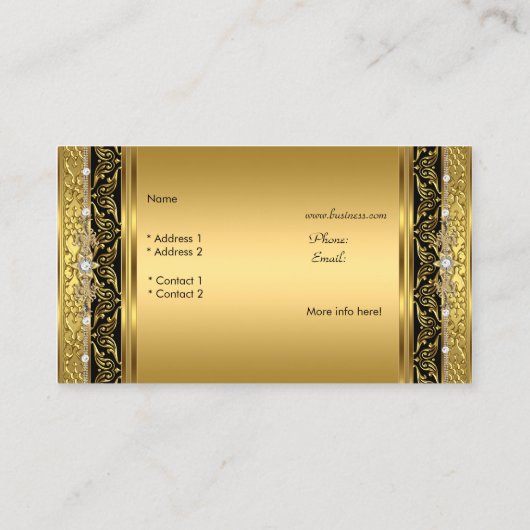 Eleganter klassischer Gold Black Diamond Visitenkarte (Rückseite)