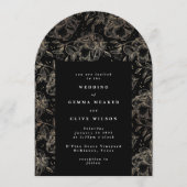 Eleganter klassischer Gold Botanischer Hochzeitspl Einladung (Vorderseite)