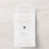 Eleganter klassischer Gold formaler QR Code Hochze All In One Einladung (Innen Boden)