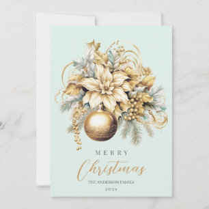 Eleganter klassischer goldener Luxus-Weihnachtsstr Feiertagskarte