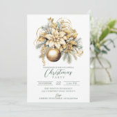Eleganter klassischer goldgrüner Luxus Weihnachten Einladung (Stehend Vorderseite)