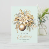 Eleganter klassischer Goldminze-Luxus Weihnachtsbo Feiertagskarte (Stehend Vorderseite)