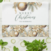 Eleganter klassischer Goldminze-Luxus Weihnachtsbo Geschirrtuch (Gefaltet)