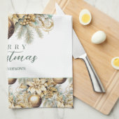 Eleganter klassischer Goldminze-Luxus Weihnachtsbo Geschirrtuch (Viertel Falte)