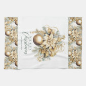 Eleganter klassischer Goldminze-Luxus Weihnachtsbo Geschirrtuch (Horizontal)