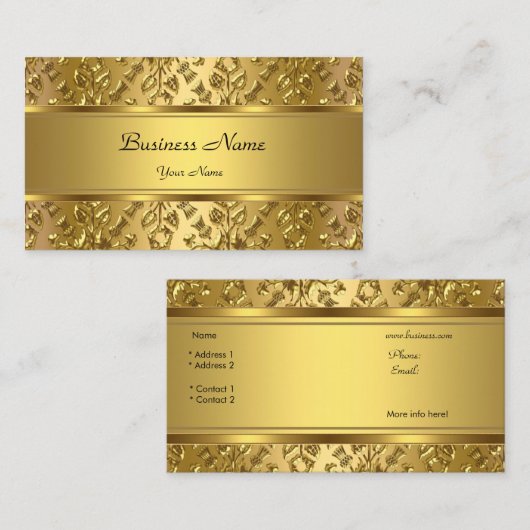 Eleganter, klassischer Goldschmuck mit Embossed Lo Visitenkarte (Vorne/Hinten)