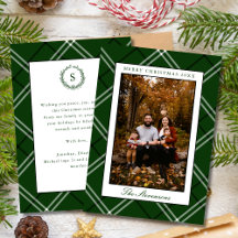 Eleganter klassischer grüner Karo-Weihnachtsfoto i