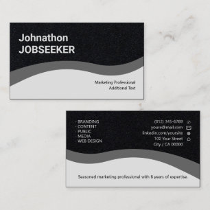 Eleganter klassischer Jobsucher Minimal Clean Blac Visitenkarte