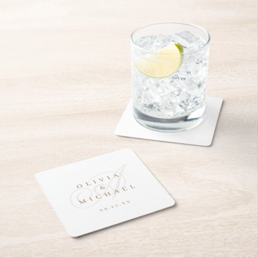 Eleganter klassischer Kalligrafie-Hochzeitsplatz Rechteckiger Pappuntersetzer (Vor Ort)