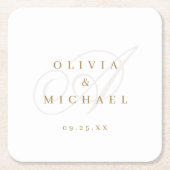 Eleganter klassischer Kalligrafie-Hochzeitsplatz Rechteckiger Pappuntersetzer (Vorderseite)