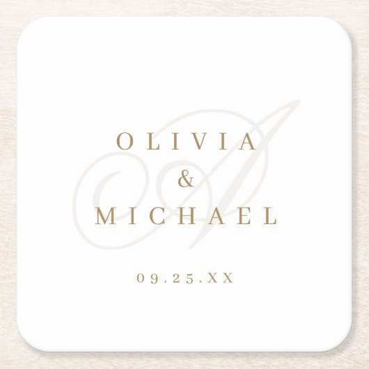 Eleganter klassischer Kalligrafie-Hochzeitsplatz Rechteckiger Pappuntersetzer (Vorderseite)