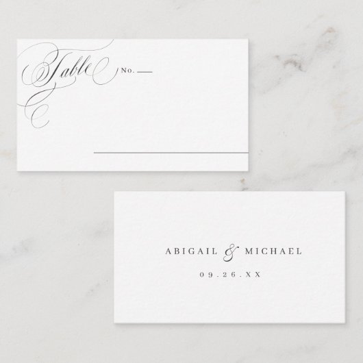 Eleganter klassischer kalligrafischer Hochzeitspla Platzkarte (Vorne/Hinten)