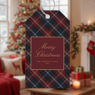 Eleganter klassischer Karo-Weihnachten Geschenkanhänger