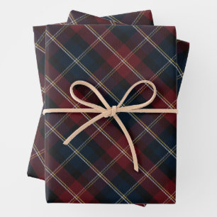 Eleganter klassischer Karo-Weihnachten Geschenkpapier Set