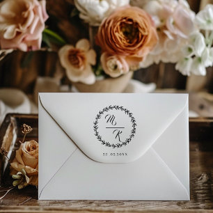 Eleganter, klassischer Kranz in Monogramm Gummistempel