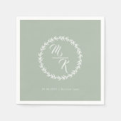 Eleganter, klassischer Kranz in Monogramm Serviette (Vorderseite)