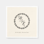 Eleganter, klassischer Kranz in Monogramm Serviette (Vorderseite)
