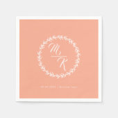 Eleganter, klassischer Kranz in Monogramm Serviette (Vorderseite)