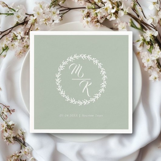 Eleganter, klassischer Kranz in Monogramm Serviette